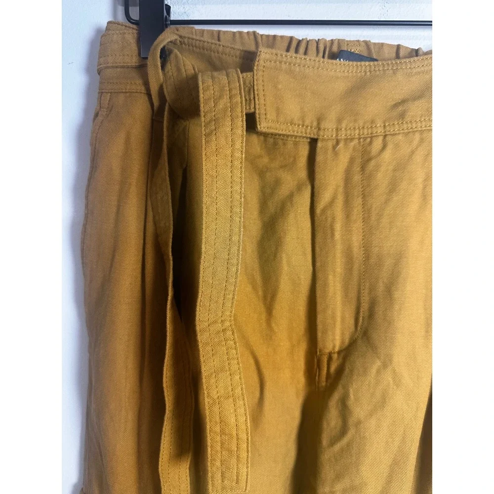 Banana‎ Republic Petite 4 Tencel Linen Cargo Pants Mustard Yellow Belted Utility